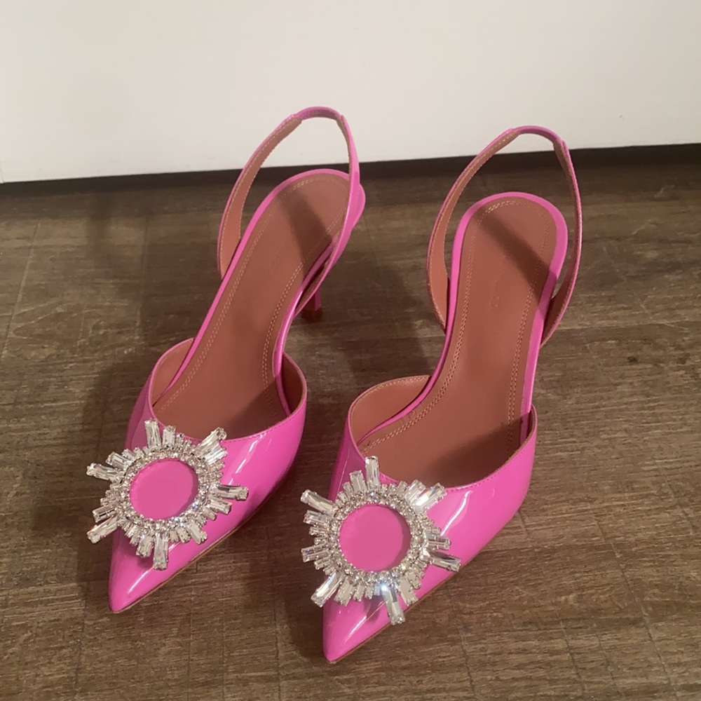 AMINA MUADDI Begum 70 Patent Sling Heel WORN ONCE